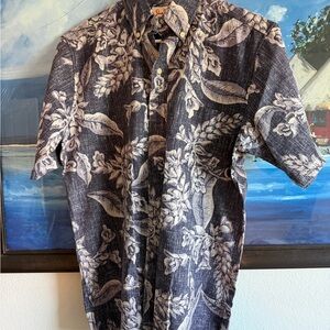 reyn spooner Deep Purple and White Botanical Button-Down Shirt Alfred Shaheen